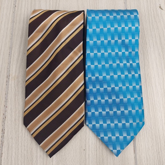 Lot of 2 Paul Smith Tie Necktie Silk Repp Geometric Dad Office Professional - Picture 1 of 6